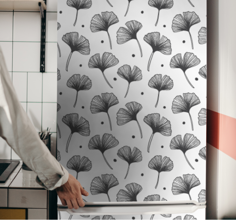 Ginkgo Leaf Pattern fridge sticker - TenStickers