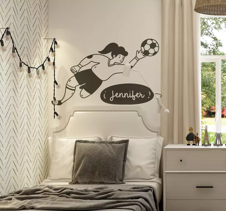 Girl goalkeeper personalized football sticker - TenStickers