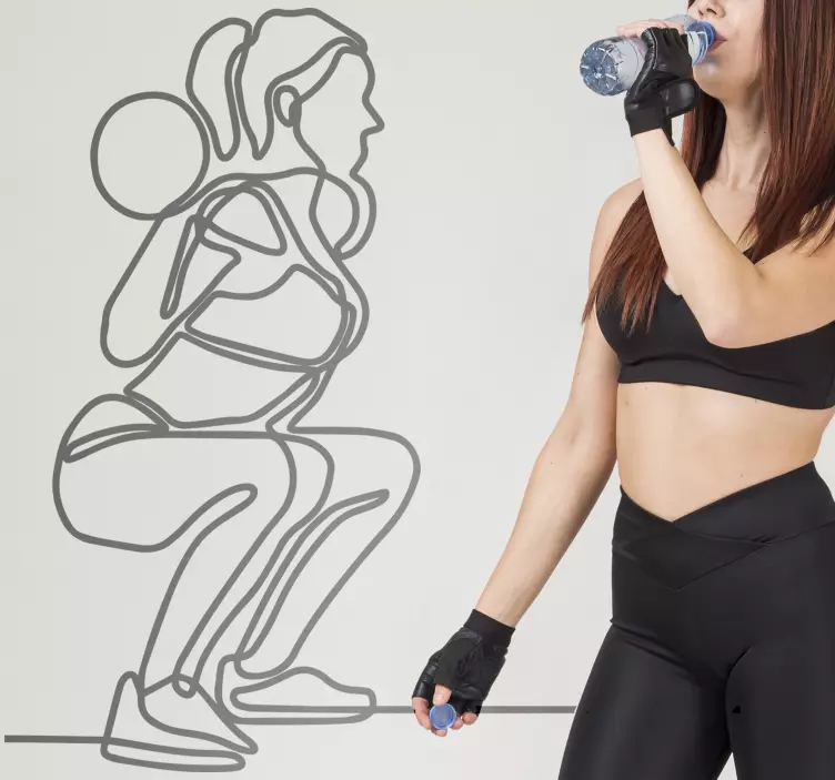 Girl squatting  wall vinyl sticker - TenStickers