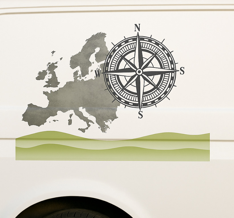 Global landscape and compass campervan decal - TenStickers