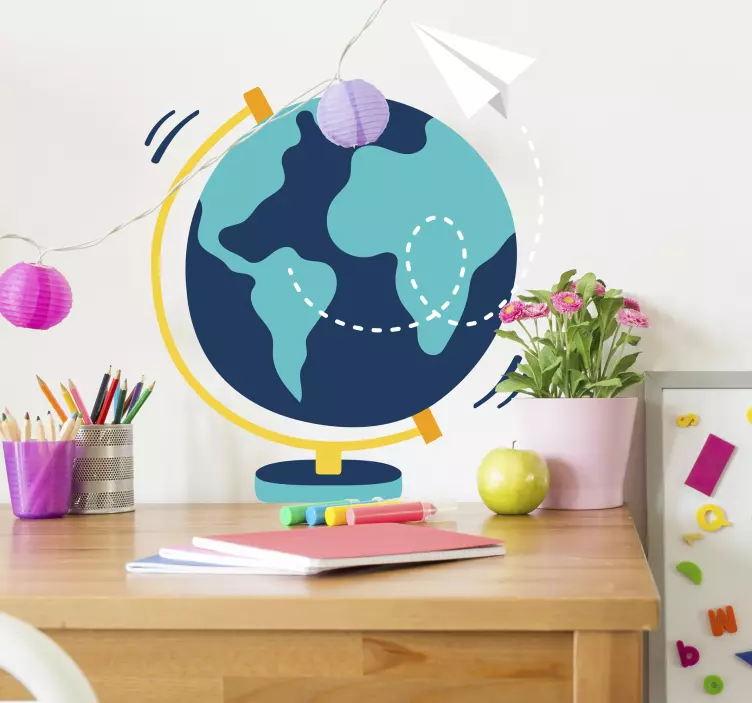 Cartoon Globe Wall Sticker - TenStickers