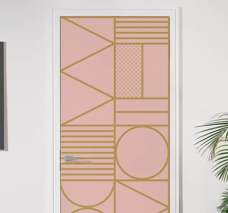 Gold and pink colors block door decal - TenStickers