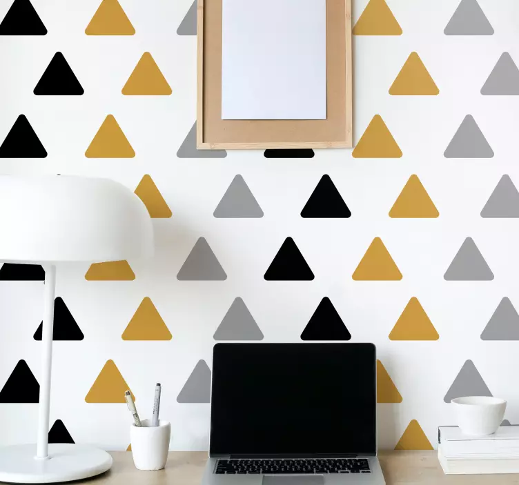 golden and black triangles wall sticker - TenStickers