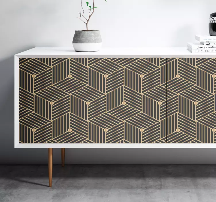 Golden geometric deco pattern furniture sticker - TenStickers