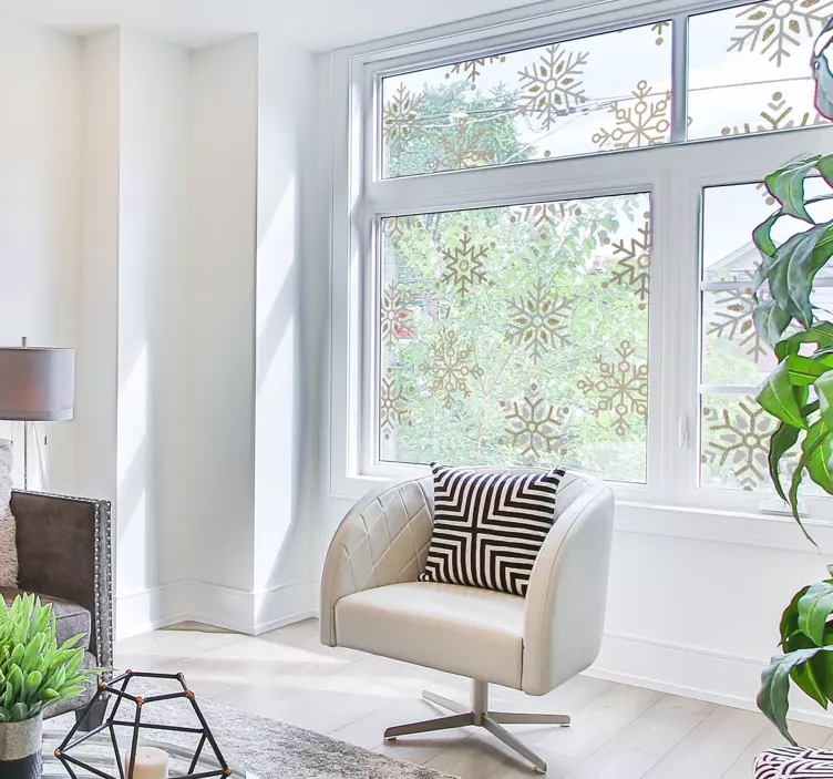 Golden Snowflakes Set Christmas decal - TenStickers