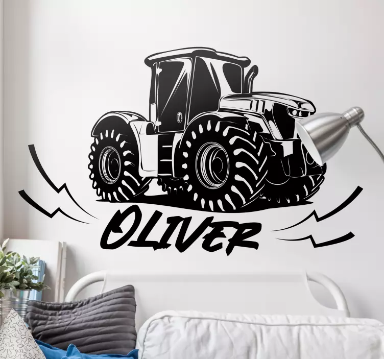 Graffiti tractor with name  Personalised Sticker - TenStickers