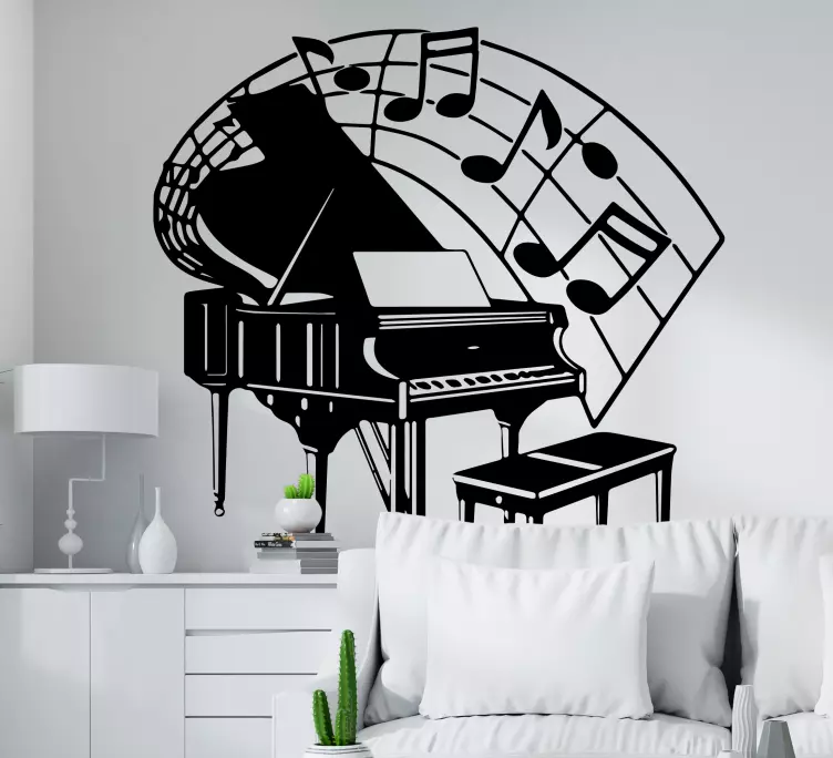 Grand Piano Notes music stickers - TenStickers