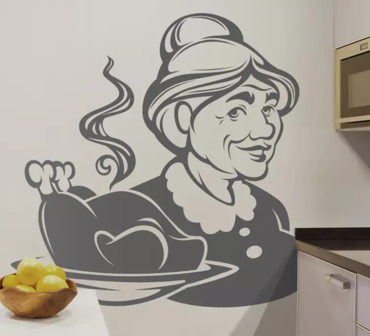 Grandmother holding a chicken wall decal - TenStickers