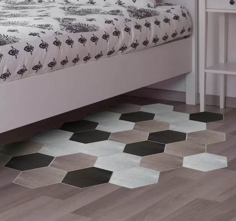 Graphic Hexagonal Floor Sticker - TenStickers