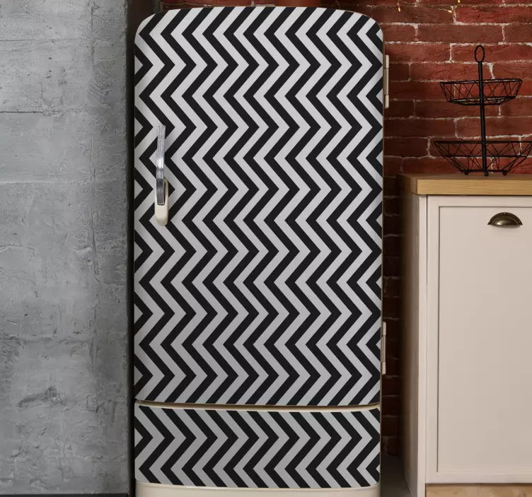 Gray and black zig zag pattern fridge sticker - TenStickers