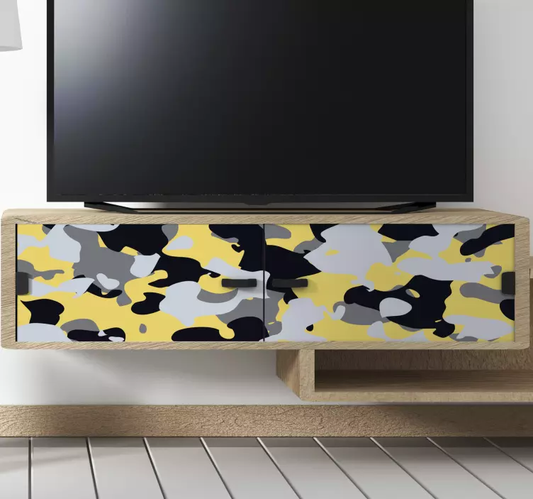 Gray and yellow camouflage vinyl print sticker - TenStickers