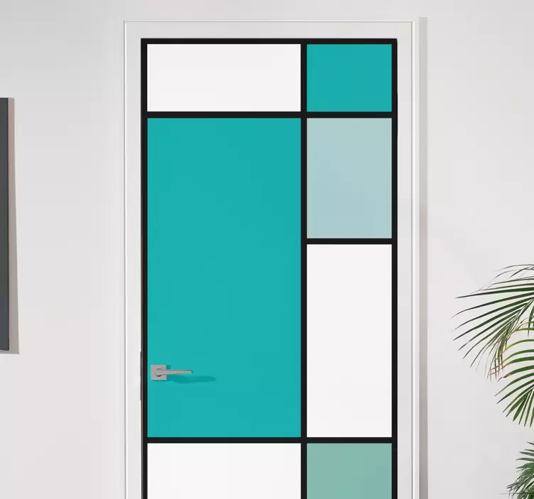 Green square color blocks door sticker - TenStickers
