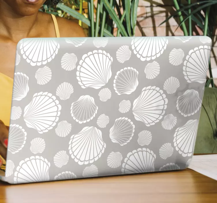 Grey and white shells laptop sticker - TenStickers