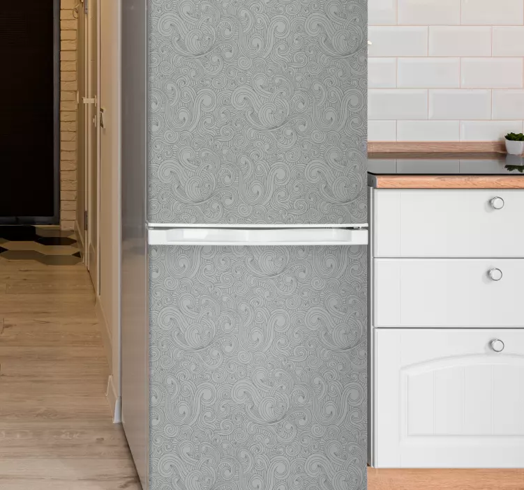 Grey tones floral pattern fridge vinyl decal - TenStickers