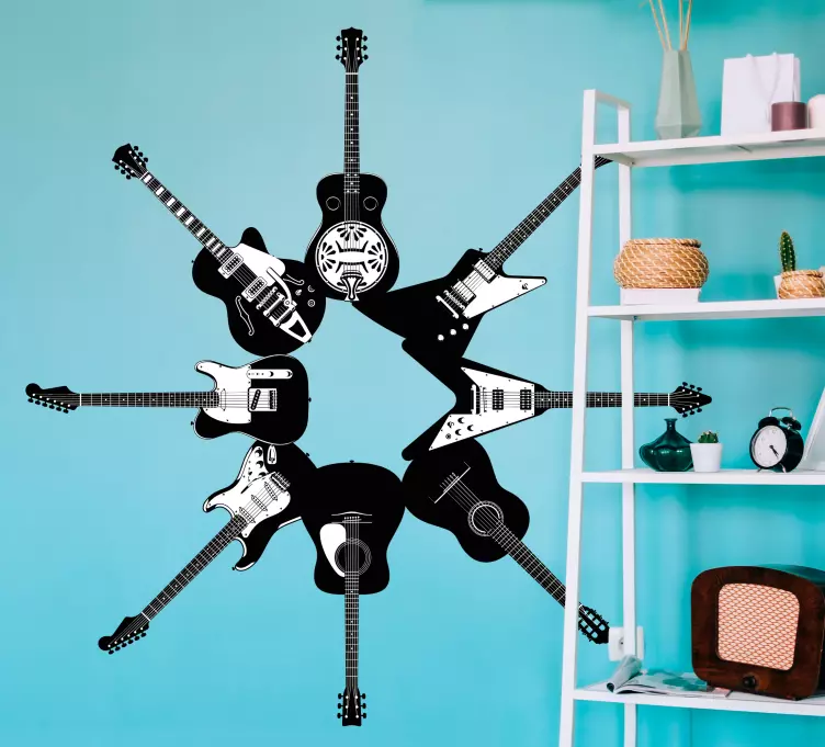 Guitars in circle rock sticker - TenStickers