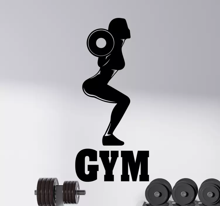 Gym text with squats  wall sticker - TenStickers