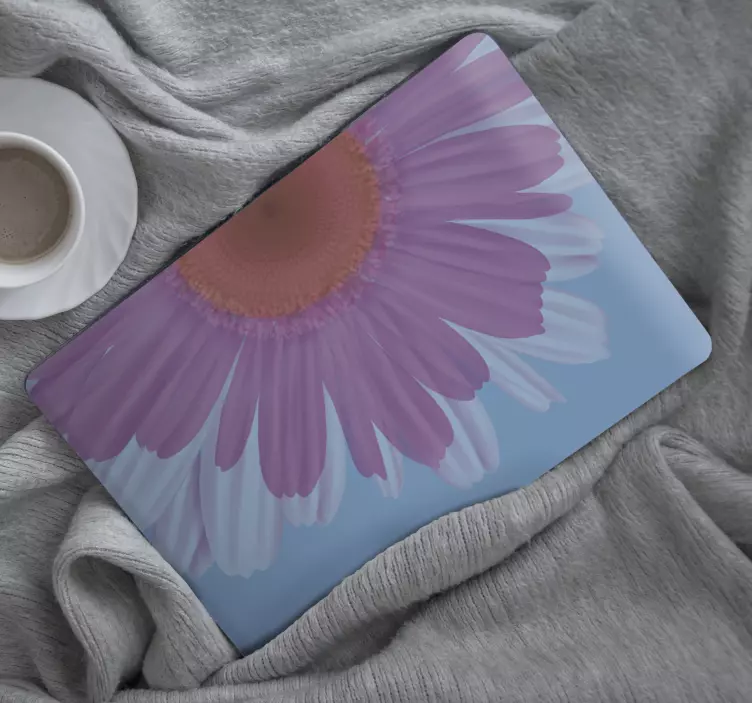 half flower on colored background laptop skin - TenStickers