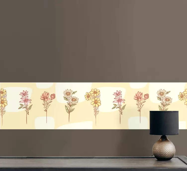 hand drawn flower set  wall border sticker - TenStickers