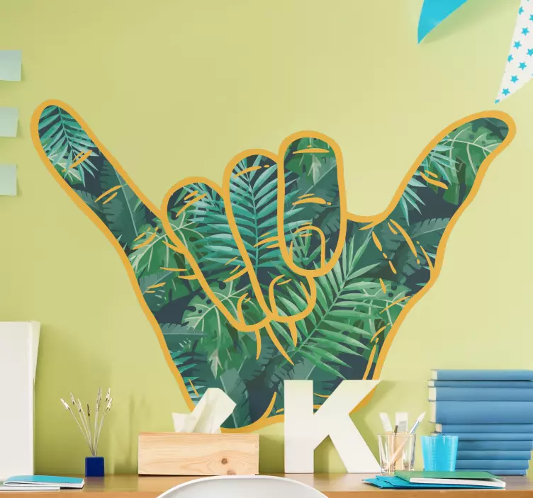 Hand leaf sticker plant wall sticker - TenStickers