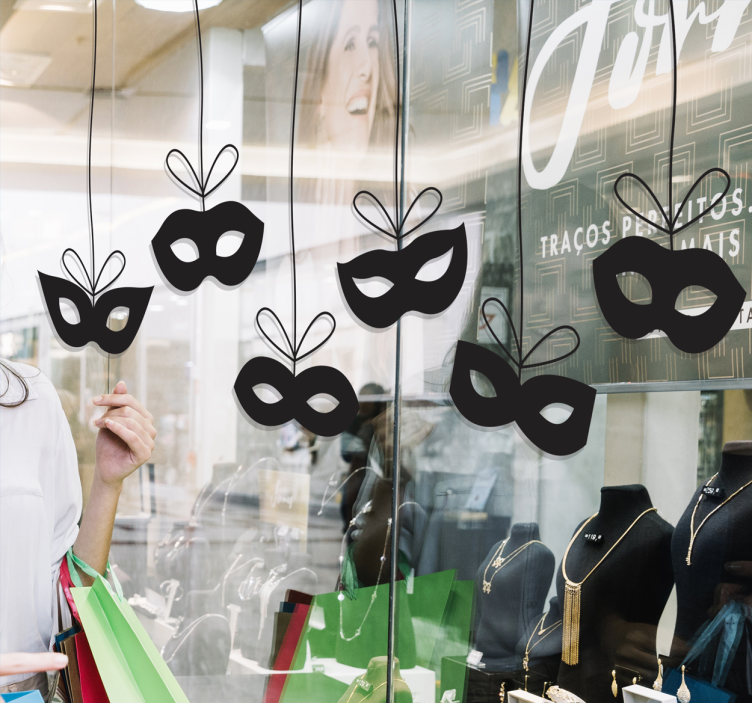 hanging carnival masks shop window sticker - TenStickers