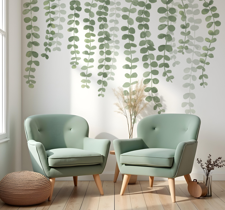 Hanging thin leaves wall sticker - TenStickers