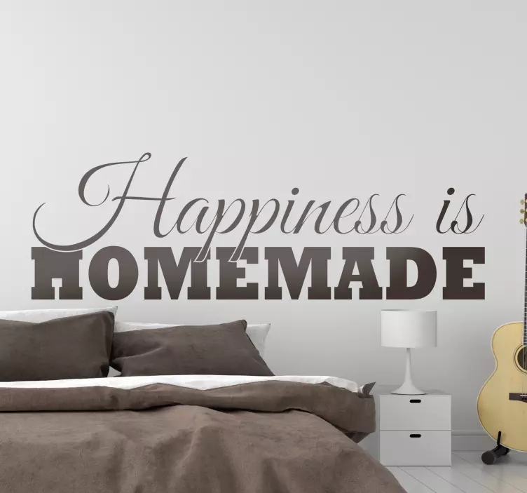 happiness is homemade home text wall sticker - TenStickers