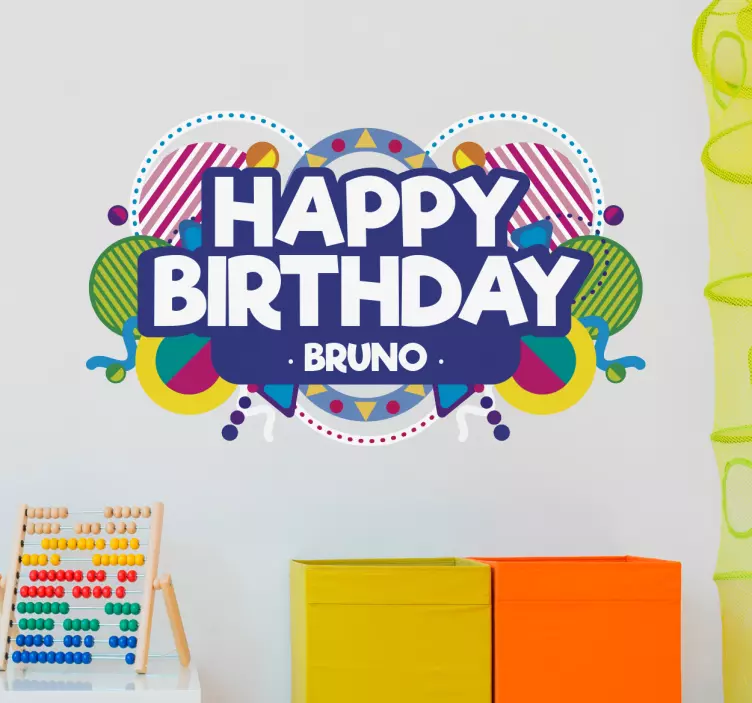Happy birthday customizable wall sticker - TenStickers