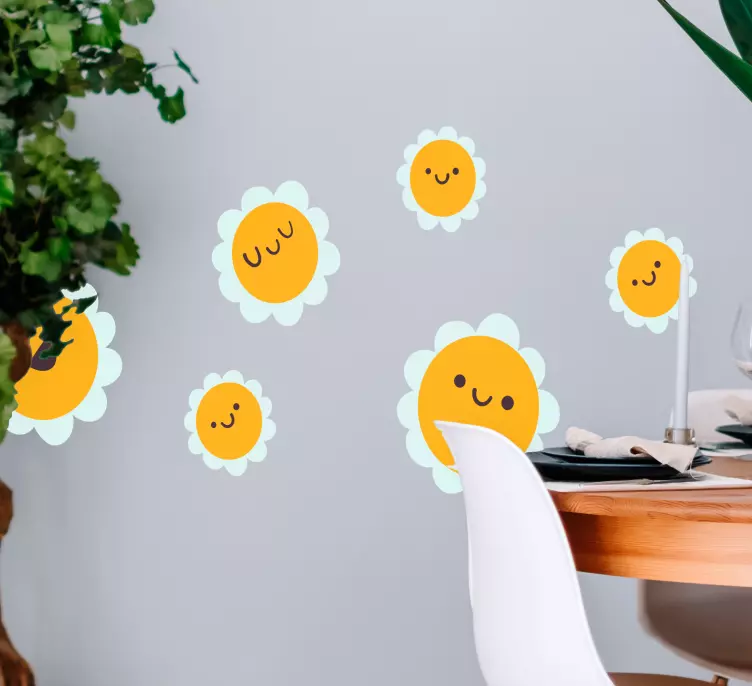Happy daisy flower pattern wall sticker - TenStickers