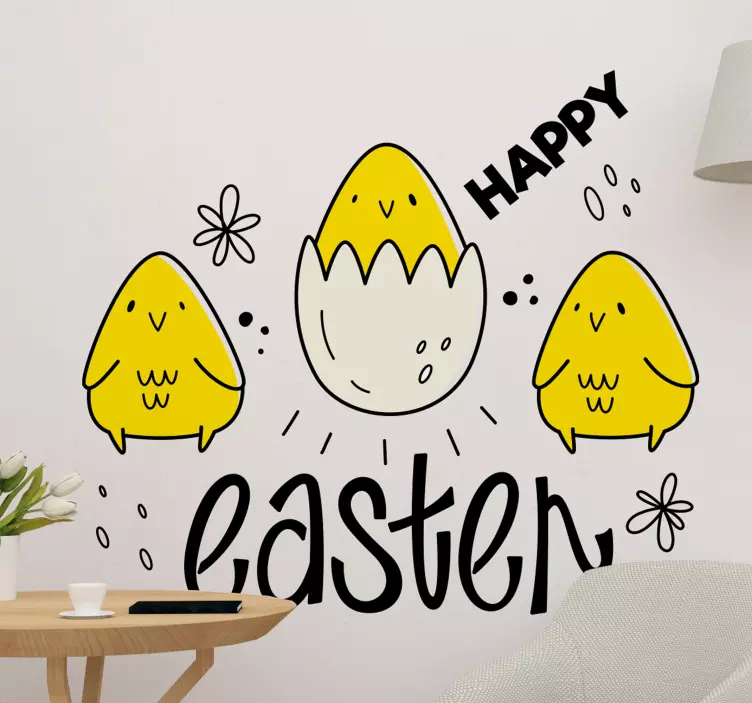 Happy Easter cute chicks wall sticker - TenStickers