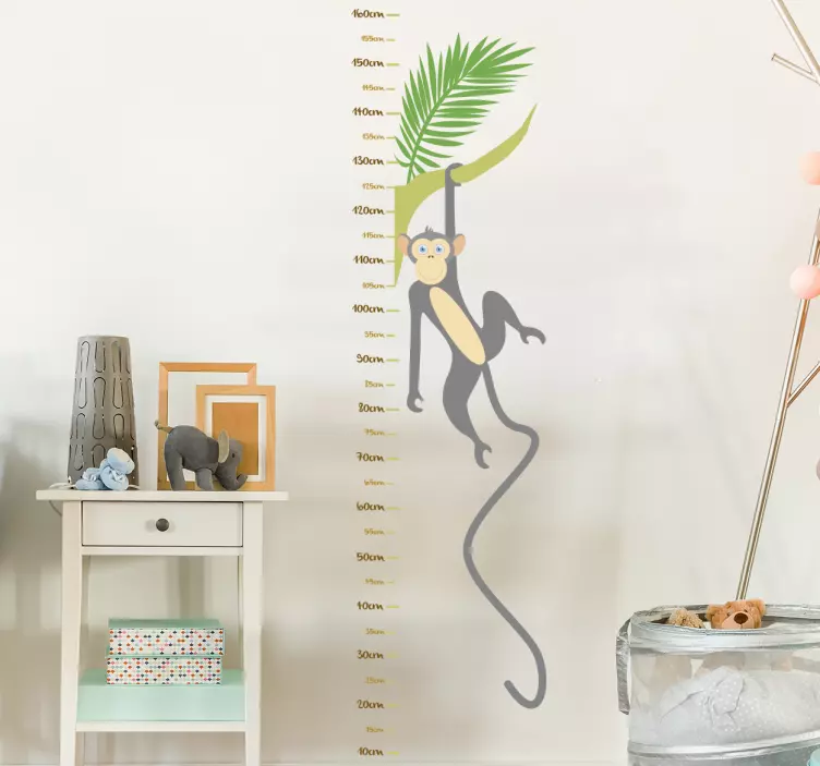 Happy monkey height chart wall sticker - TenStickers