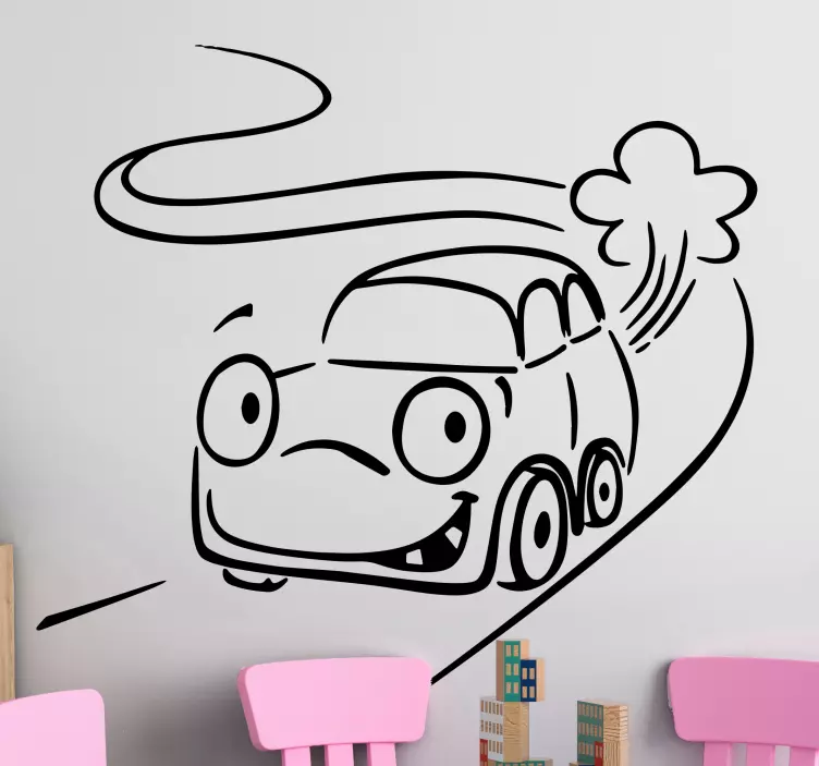 Happy Speedy Car Kids Sticker - TenStickers