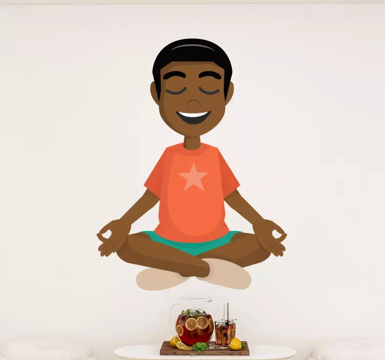 Happy Yoga boy wall sticker - TenStickers