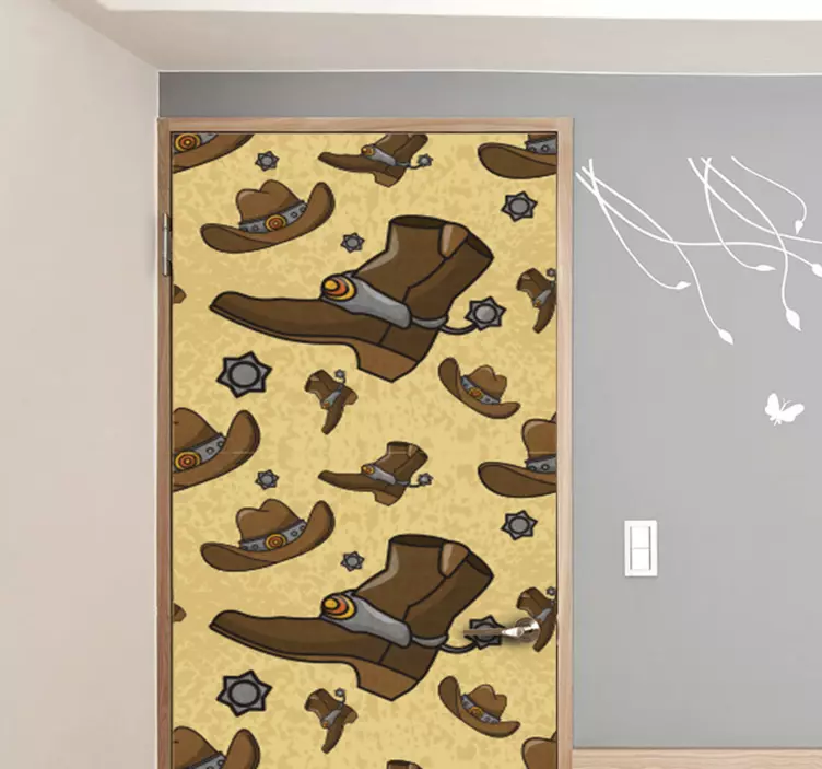 Hat and Boots Pattern door sticker - TenStickers