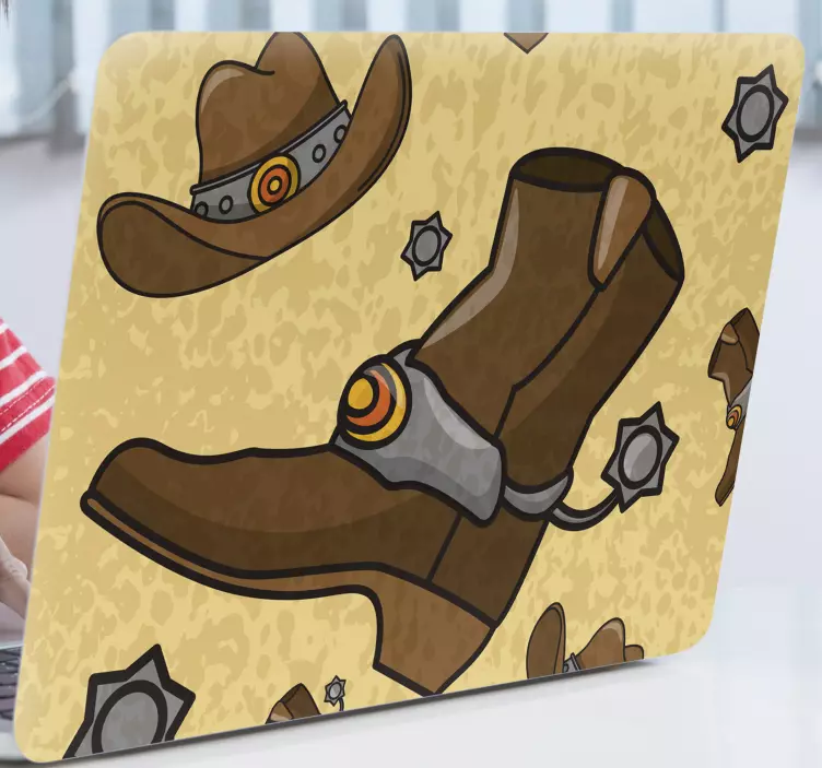 Hat and boots pattern  laptop sticker - TenStickers