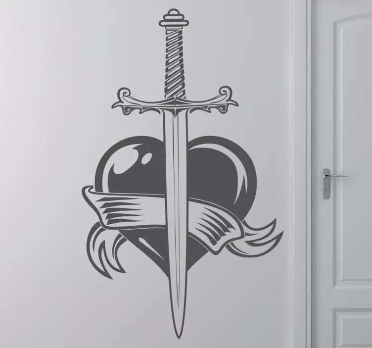 Heart and Sword Wall Sticker - TenStickers