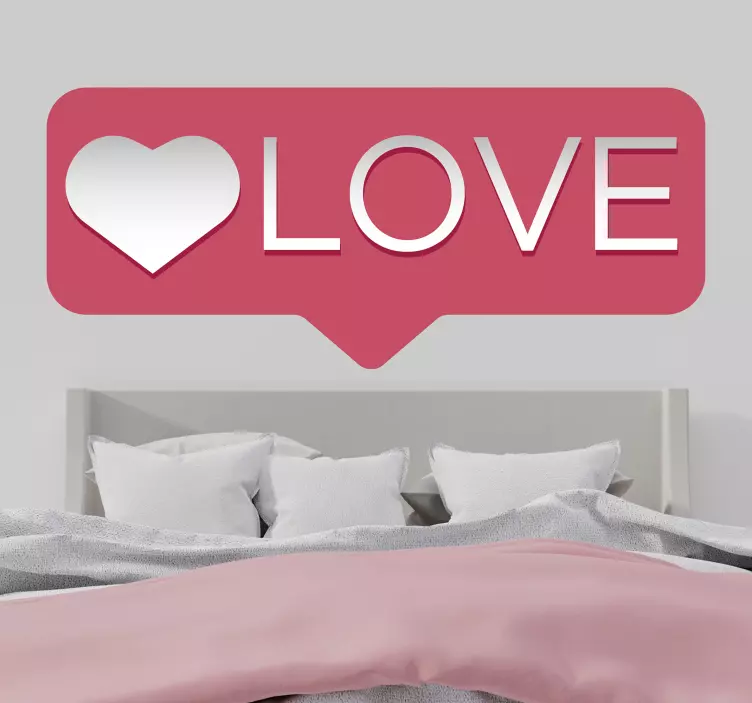 Heart with love message headboard wall sticker - TenStickers