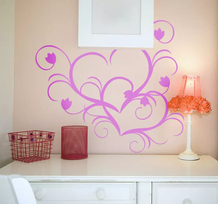 Heart Shape Floral Wall Sticker - TenStickers