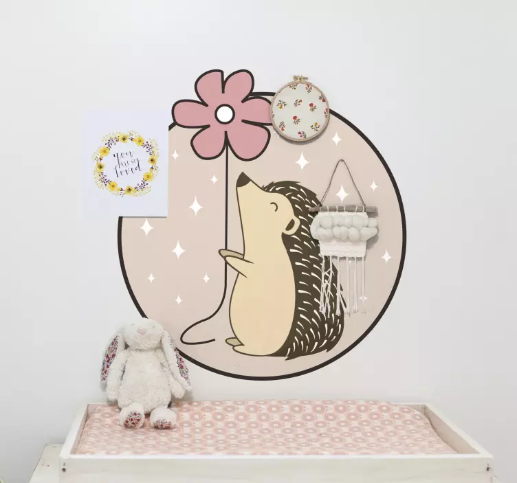 Hedgehog And Flower pet sticker - TenStickers