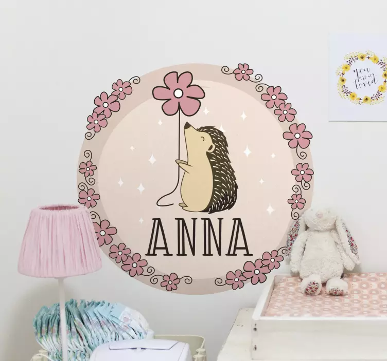 Hedgehog With Flowers farm animal sticker - TenStickers