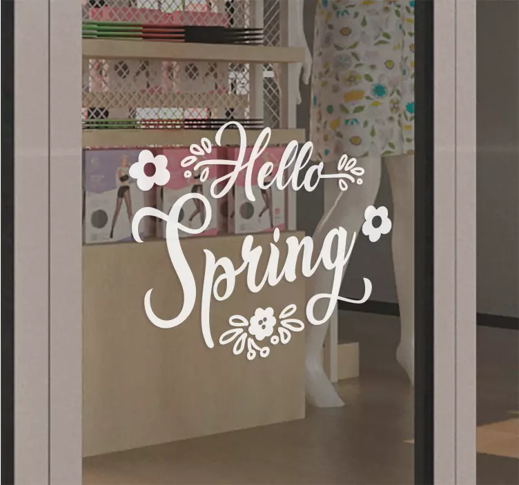 hello spring shop window sticker - TenStickers