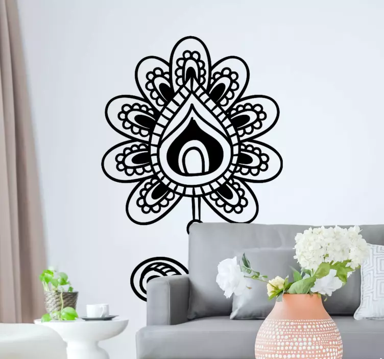 Henna flower flower wall sticker - TenStickers