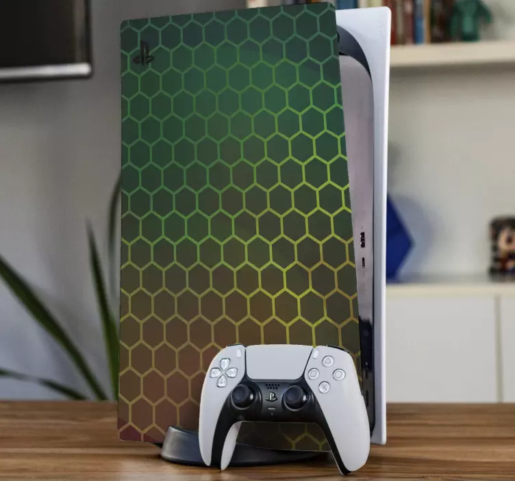 Hexagonal pattern PS5 stickers - TenStickers