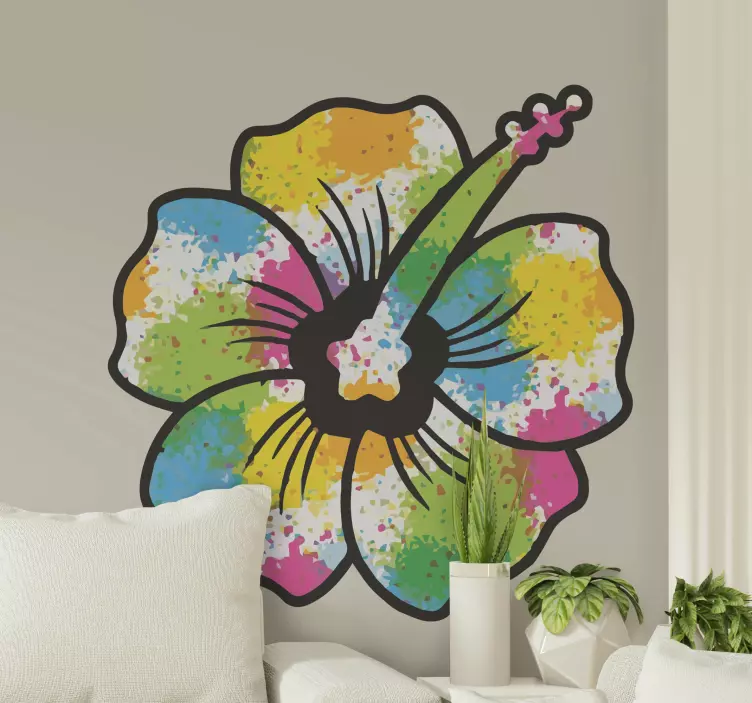 Hibiscus Splash flower wall sticker - TenStickers
