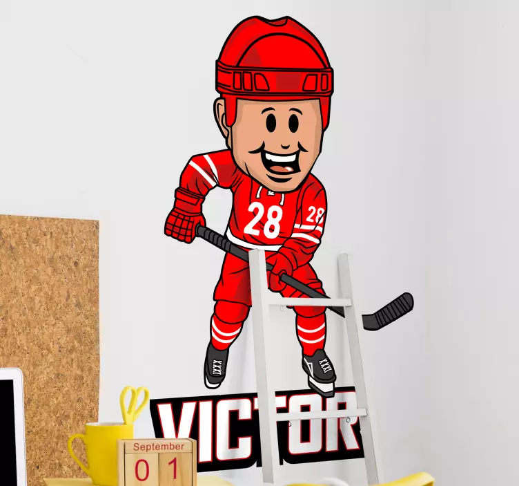 Hockey Player Figure sports wall sticker - TenStickers