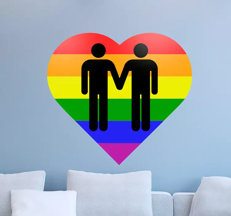 Homosexual heart rainbow love sticker - TenStickers