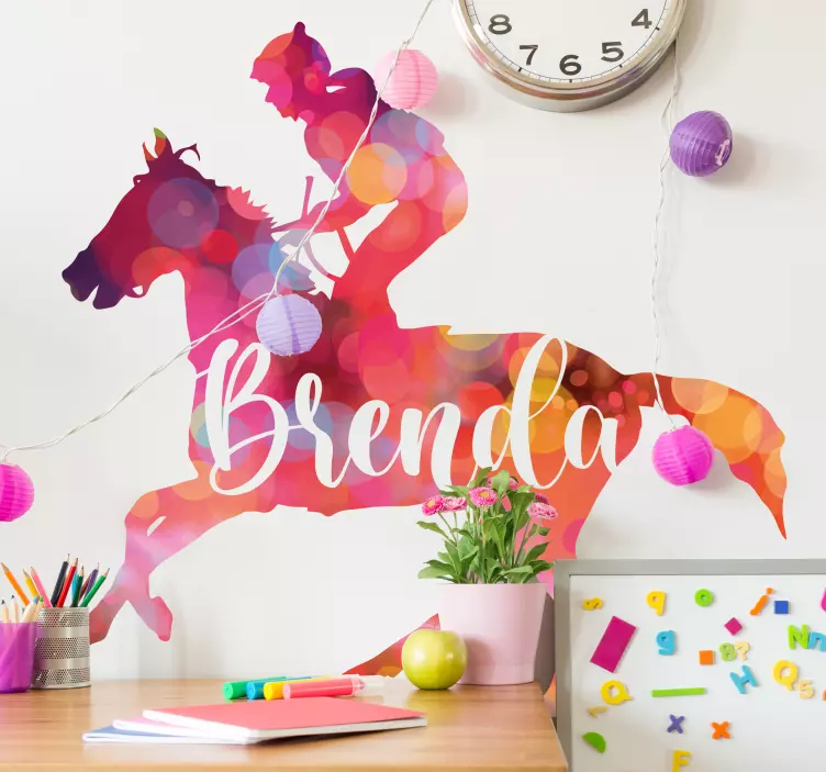 Horse rider with name personalized sticker - TenStickers