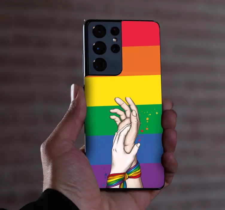 Human hands and lgbt  ribbon Samsung stickers - TenStickers
