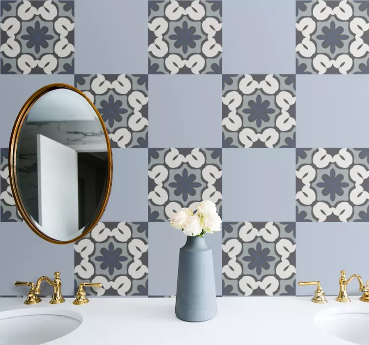 Hydraulic blue Gracia style tile sticker - TenStickers