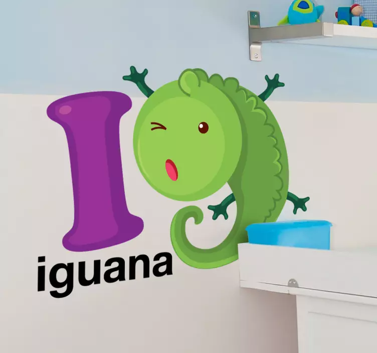 I for Iguana Kids Sticker - TenStickers