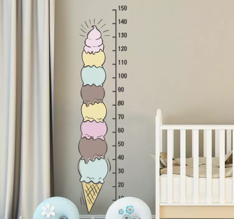 Ice cream tower height chart wall sticker - TenStickers